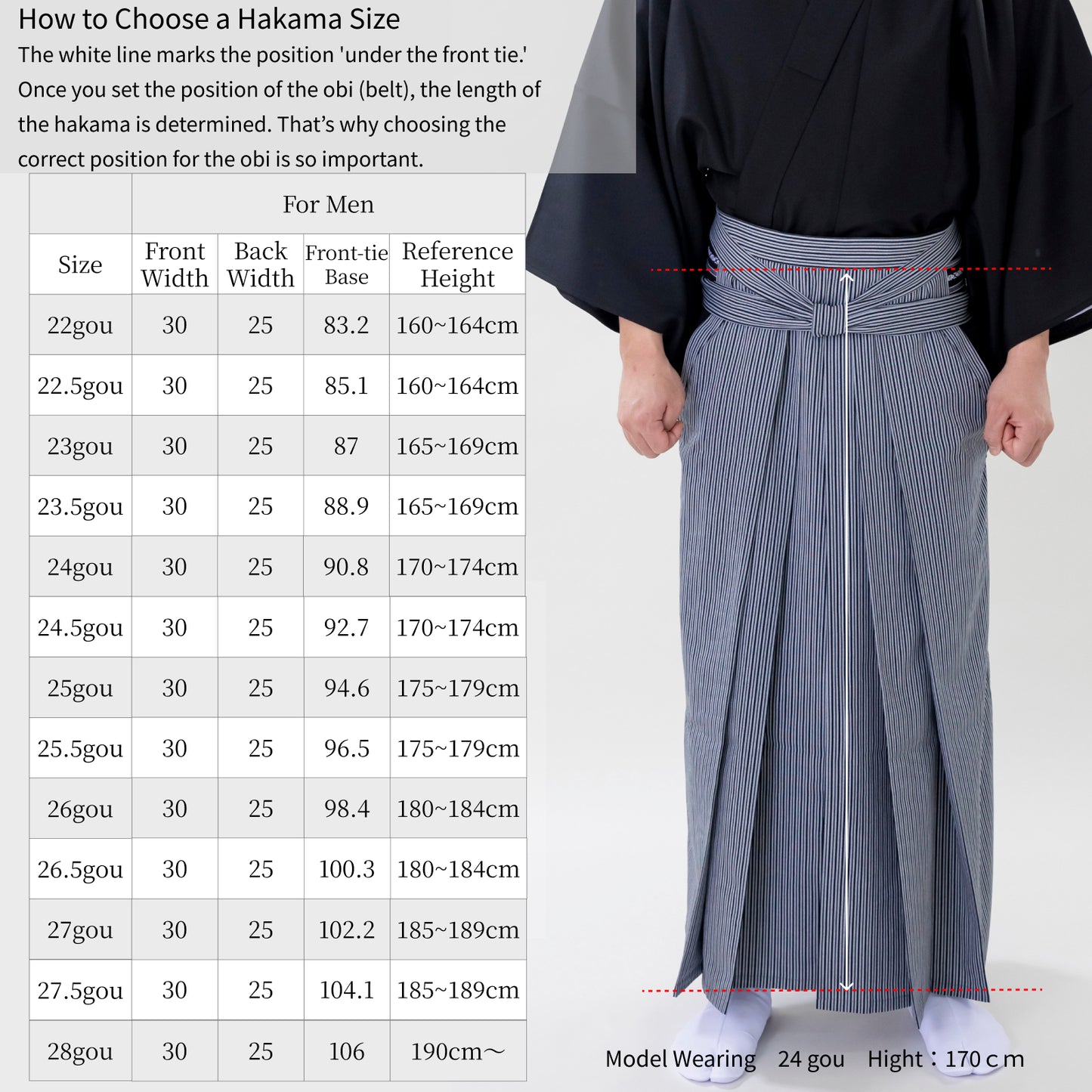 Kyudo Striped Hakama for Men｜Spring/Summer｜65% Polyester/35% Cotton (24.5～26.5)