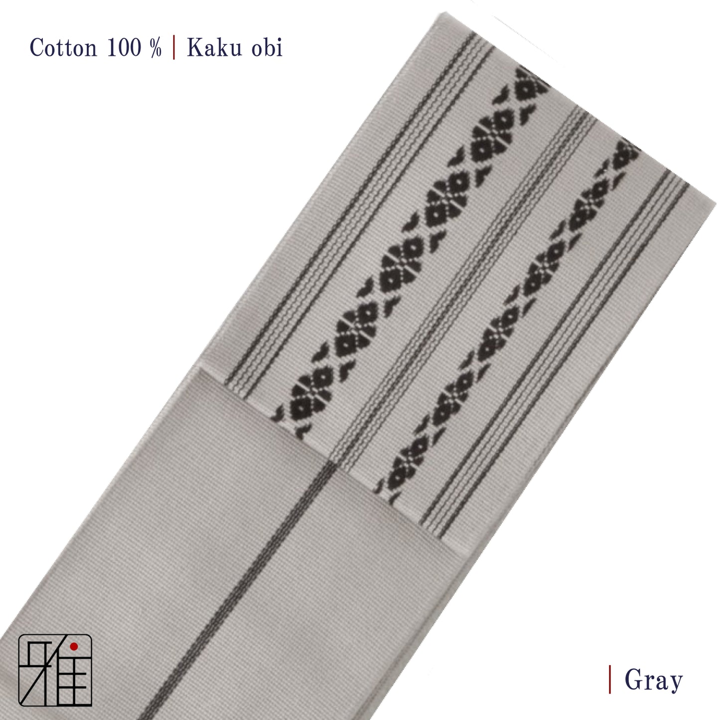 Kyudo Hakata kaku obi  | Cotton 100 %