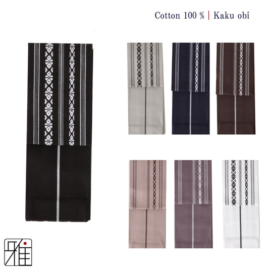 Kyudo Hakata kaku obi  | Cotton 100 %
